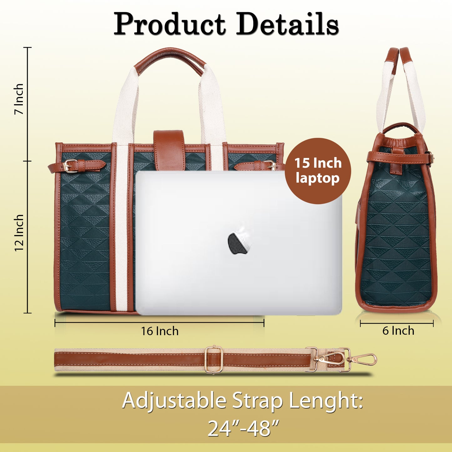 Womanix PU Laptop Tote Bags for Women, Work Bag, 15 inch tote for Women(90)