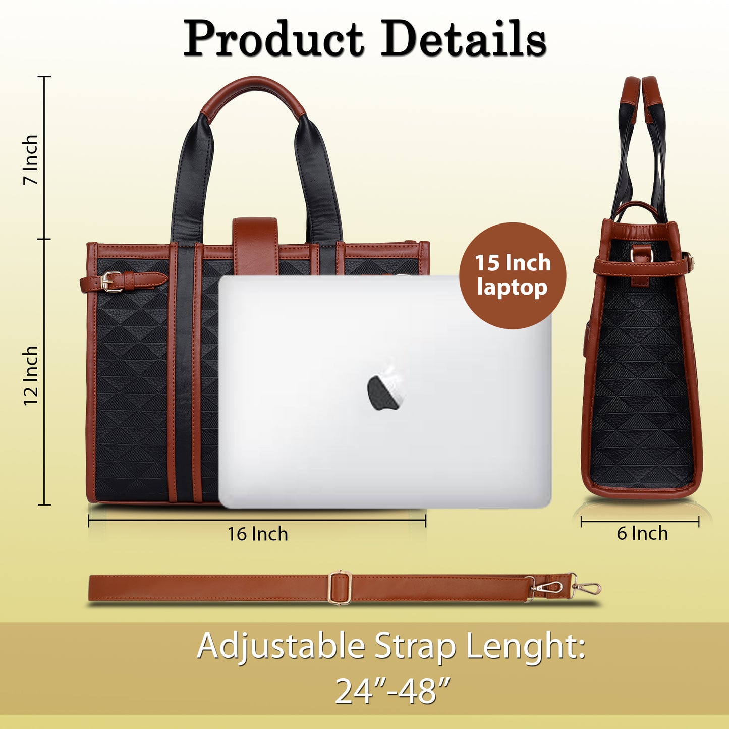 Womanix PU Laptop Tote Bags for Women, Work Bag, 15 inch tote for Women(90)
