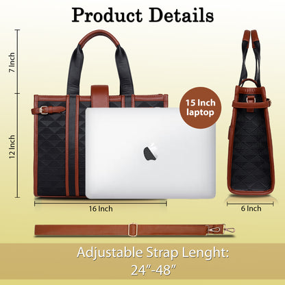 Womanix PU Laptop Tote Bags for Women, Work Bag, 15 inch tote for Women(90)