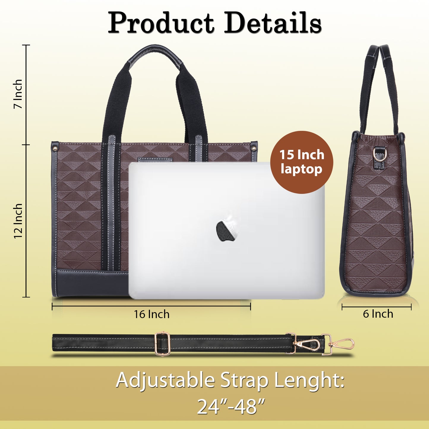 Womanix PU Laptop Tote Bags for Women, Work Bag,15 inch tote for Women, Large Capacity Handbag for Office, School, Travel, Teacher Purse, Marketing,daily use (0099)