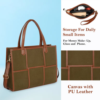 Women Canvas Laptop Tote Bag 14 inch Casual Briefcase Handbag