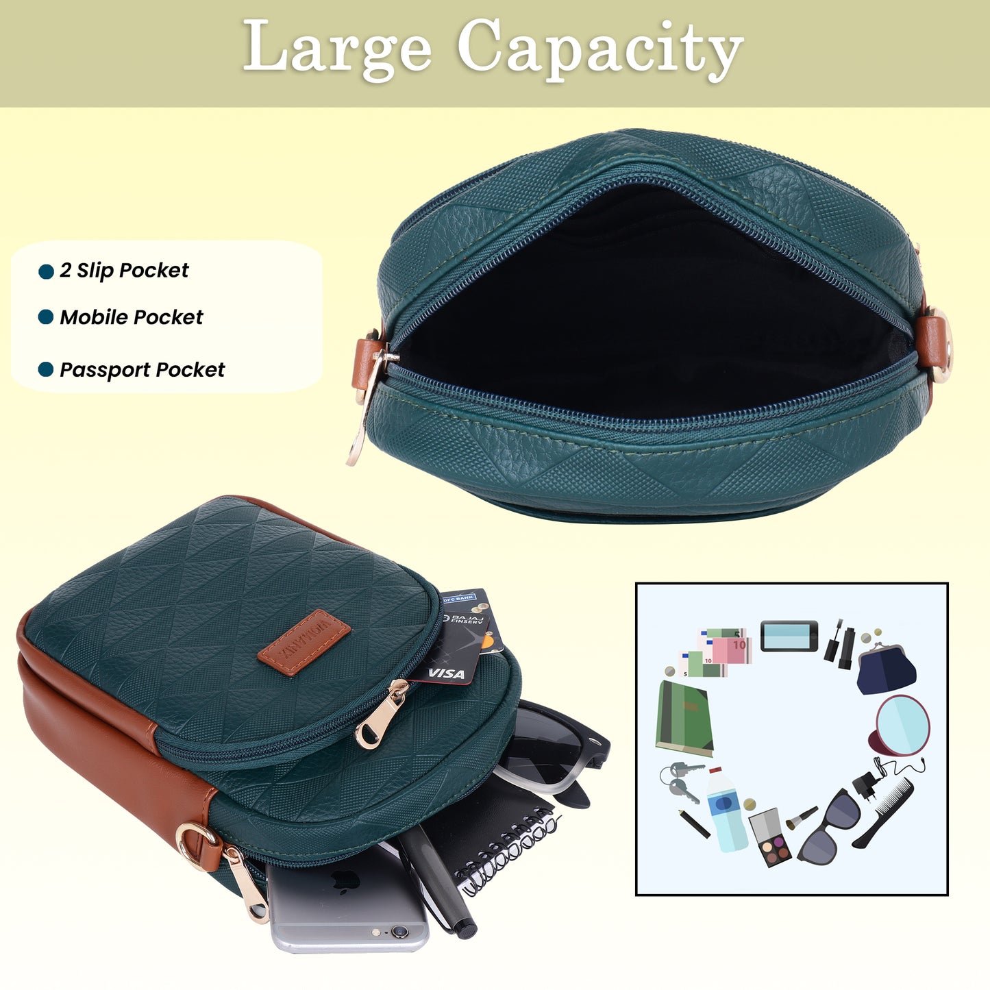 Womanix Small Crossbody Cell Phone Bag for Women, Mini Over Shoulder Handbag Purse Women’s Mobile Sling Bag with Holder Wallet. (0106)