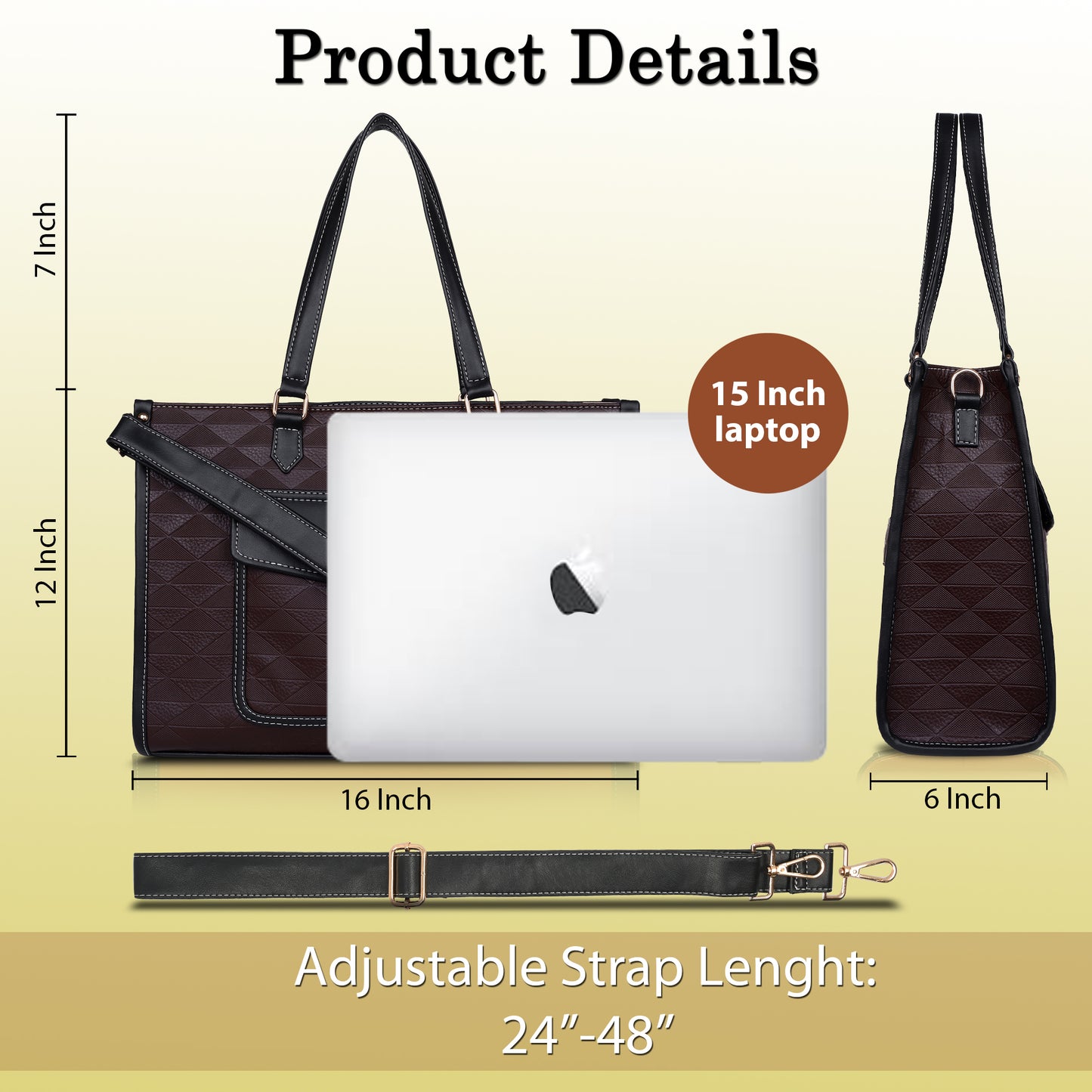 Womanix PU Laptop Tote Bags for Women with Front Pocket, Work Bag,15 inch tote for Women, Large Capacity Handbag for Office, School, Travel, Teacher Purse (0091)