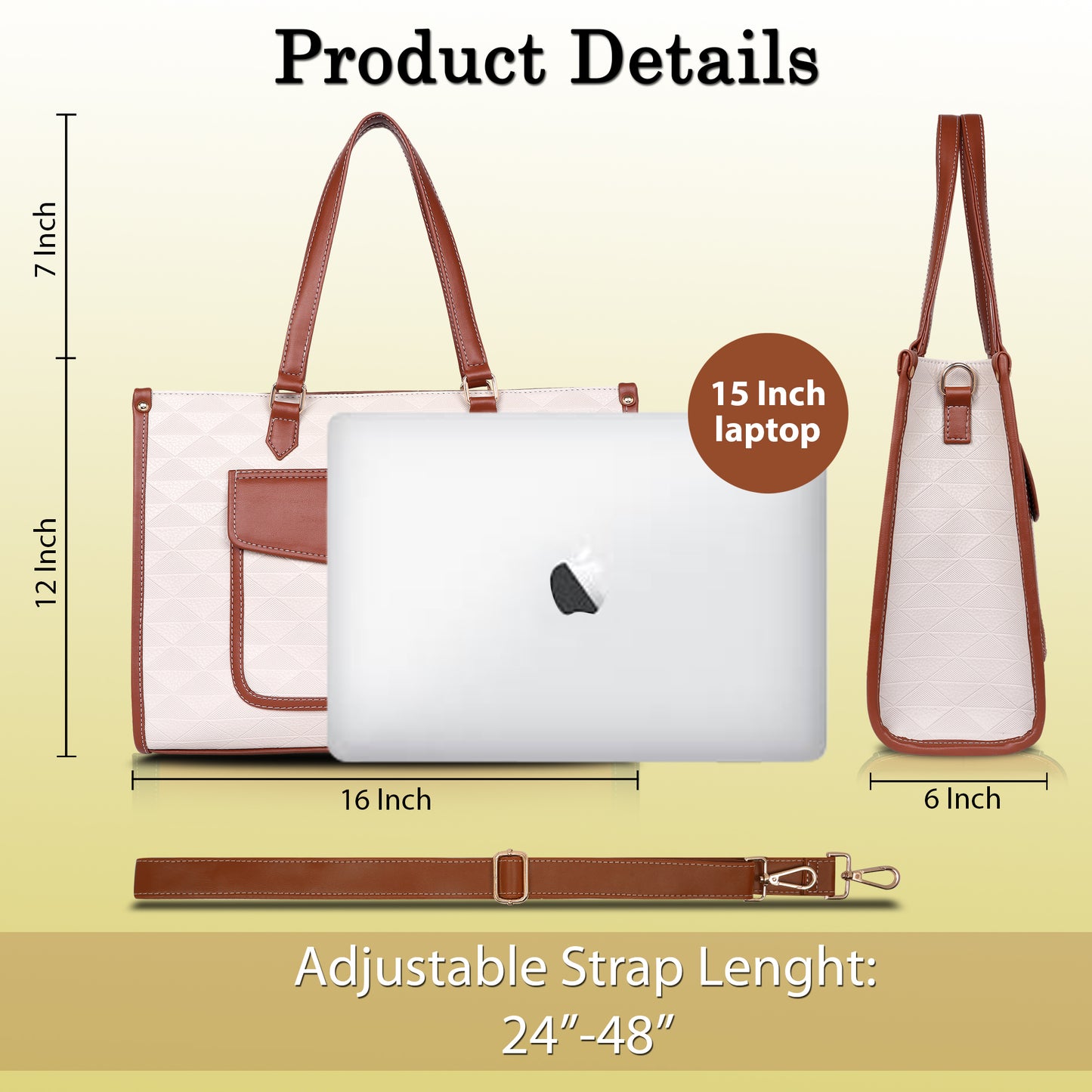 Womanix PU Laptop Tote Bags for Women with Front Pocket, Work Bag,15 inch tote for Women, Large Capacity Handbag for Office, School, Travel, Teacher Purse (0091)