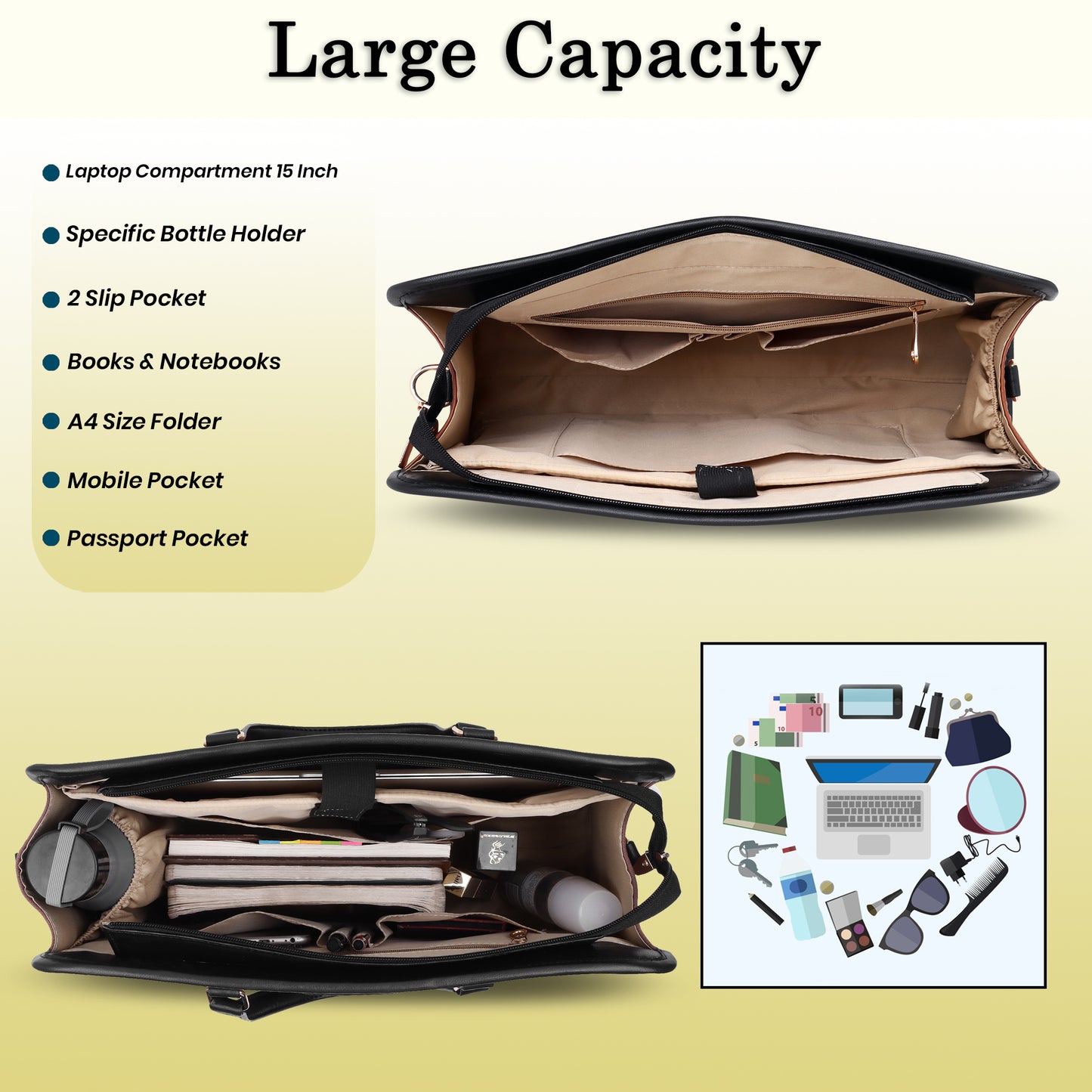 Women Faux Leather Laptop Tote Bag, Briefcase Business Bag 14" Laptop Bag (0087)