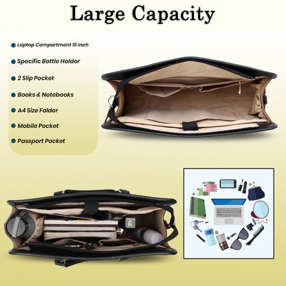 Women Faux Leather Laptop Tote Bag, Briefcase Business Bag 14" Laptop Bag (0087)