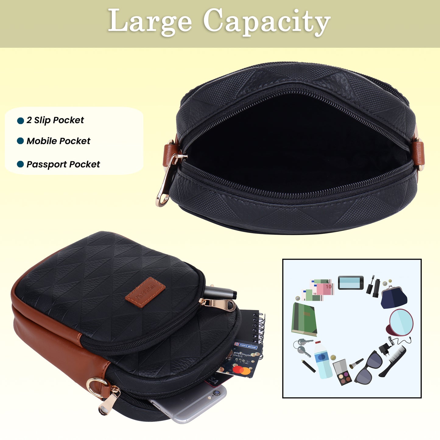 Womanix Small Crossbody Cell Phone Bag for Women, Mini Over Shoulder Handbag Purse Women’s Mobile Sling Bag with Holder Wallet. (0106)