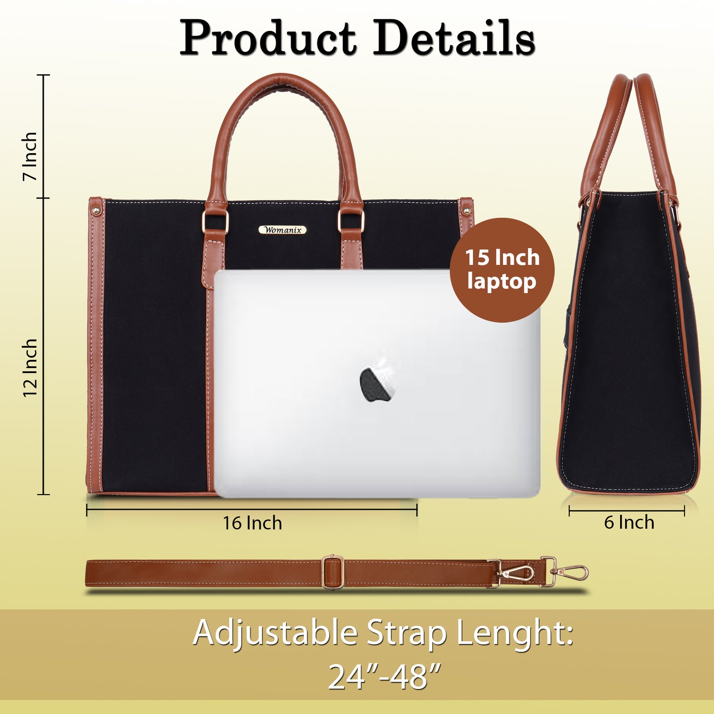 Womanix Canvas Tote Bag for Women | Fits Upto 14" Laptop Bag | Ladies Purse Handbags(92)