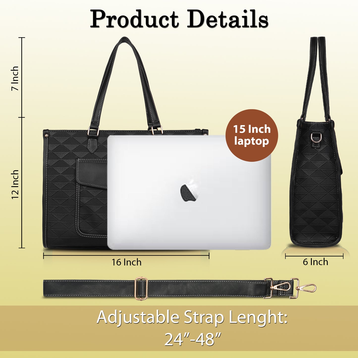 Womanix PU Laptop Tote Bags for Women with Front Pocket, Work Bag,15 inch tote for Women, Large Capacity Handbag for Office, School, Travel, Teacher Purse (0091)
