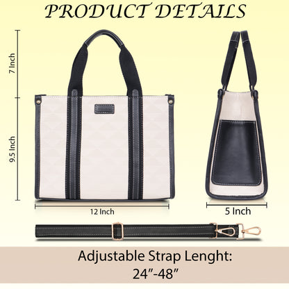 Womanix PU Laptop Tote Bags for Women with Front Pocket, Work Bag,15 inch tote for Women, Large Capacity Handbag for Office, School, Travel, Teacher Purse (Beige Tan) (0096)