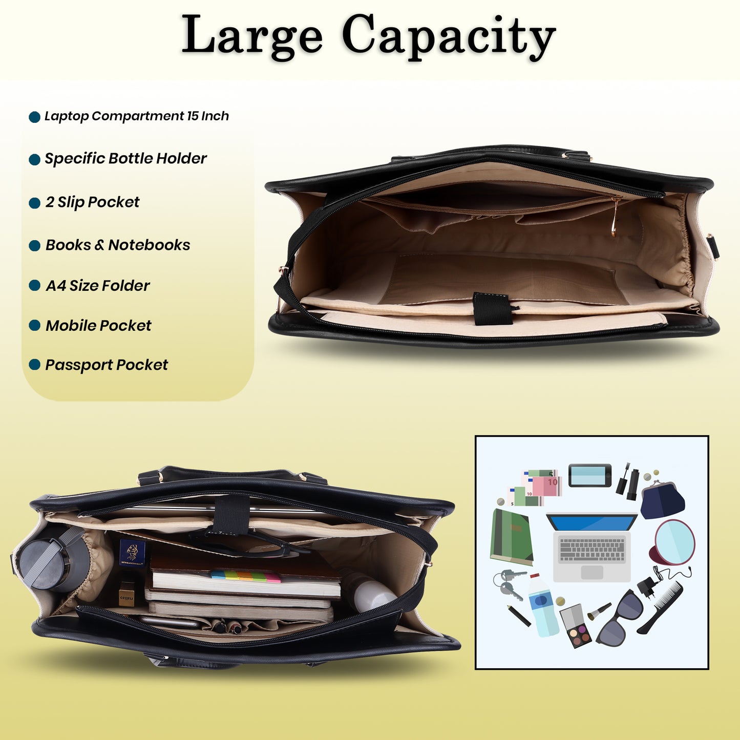Women Faux Leather Laptop Tote Bag, Briefcase Business Bag 14" Laptop Bag (0087)