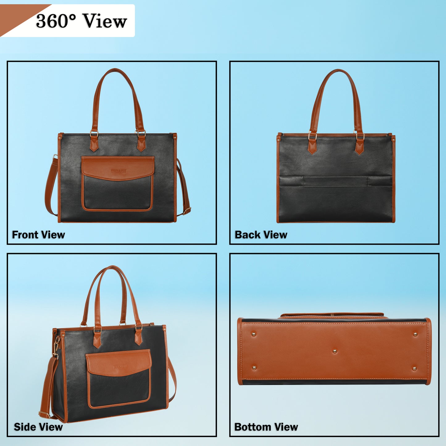 Women PU Laptop Tote bag 15 Inch College Bag Office Bag Briefcase Handbag (0076)