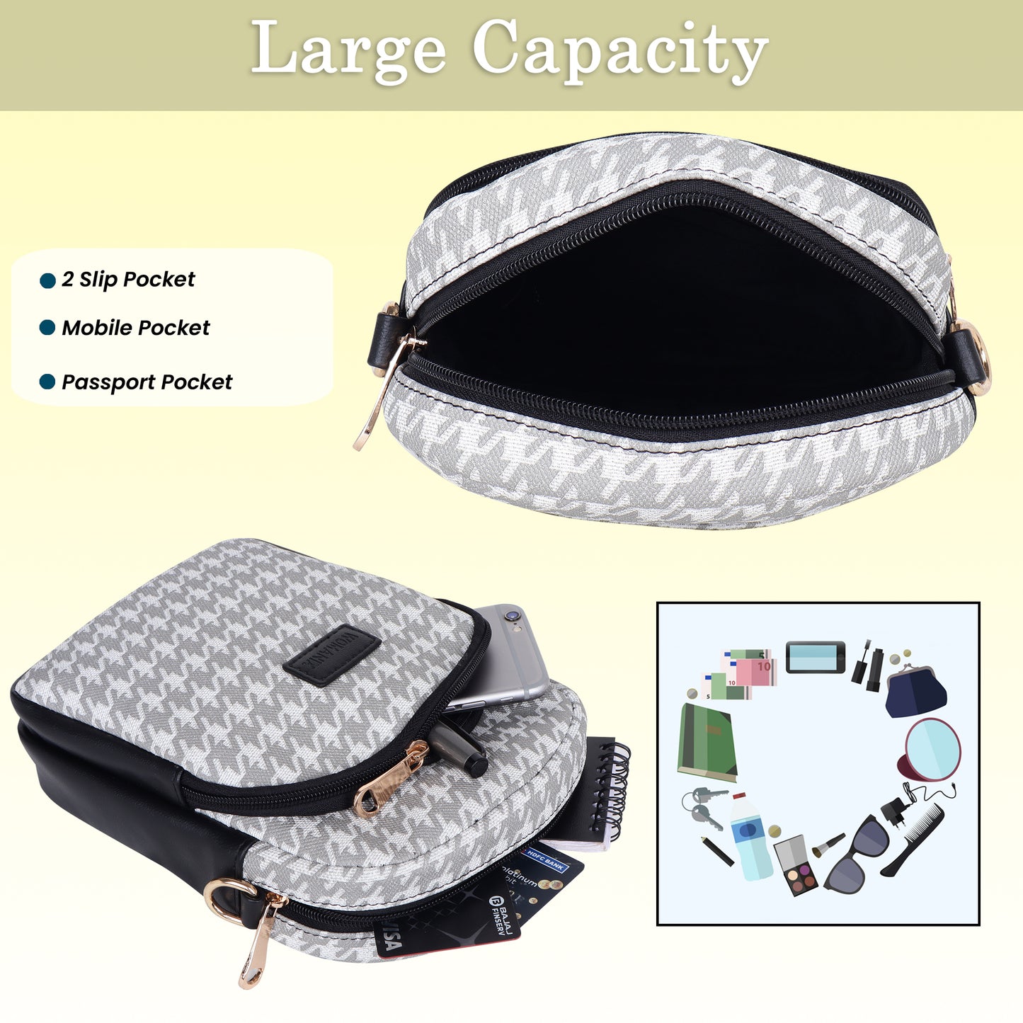 Womanix Small Crossbody Cell Phone Bag for Women, Mini Over Shoulder Handbag Purse Women’s Mobile Sling Bag with Holder Wallet. (0106)