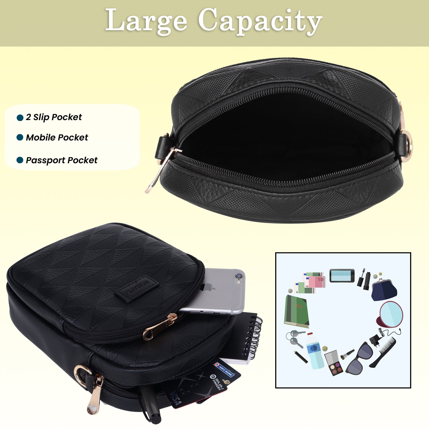 Womanix Small Crossbody Cell Phone Bag for Women, Mini Over Shoulder Handbag Purse Women’s Mobile Sling Bag with Holder Wallet. (0106)