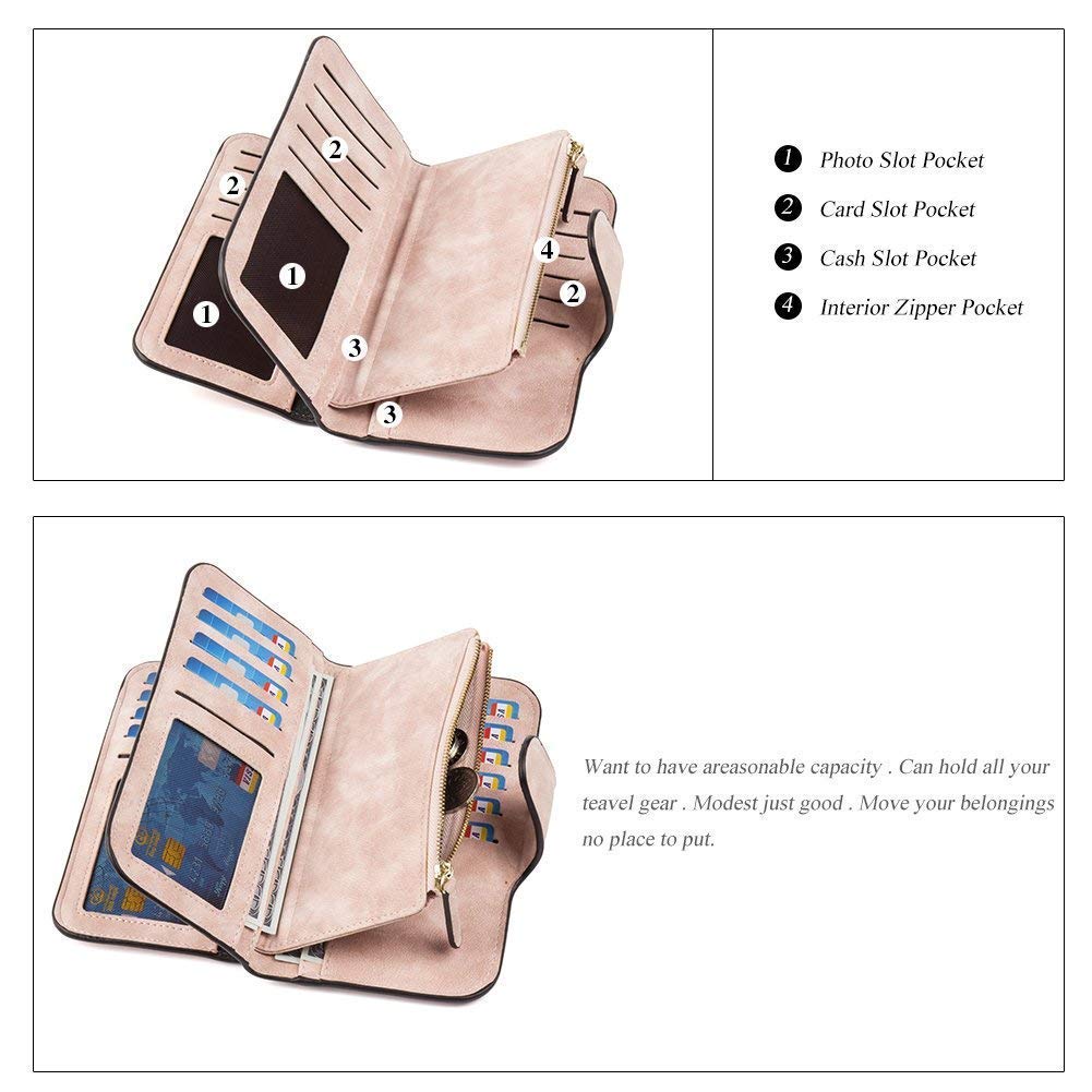 Womanix Women's Tri-fold Fashion Card Coin Holder Ladies Long Purse Clutch Wallet