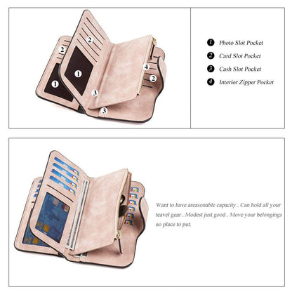 Womanix Women's Tri-fold Fashion Card Coin Holder Ladies Long Purse Clutch Wallet