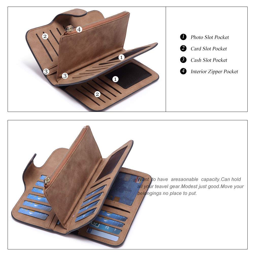 Womanix Women's Tri-fold Fashion Card Coin Holder Ladies Long Purse Clutch Wallet