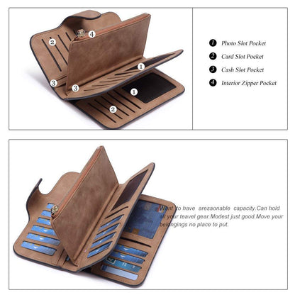Womanix Women's Tri-fold Fashion Card Coin Holder Ladies Long Purse Clutch Wallet