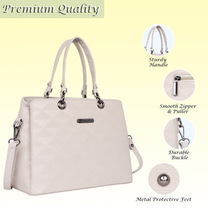 Womanix Tri- Compartment Handbag, Handbags for Women Large Capacity Tote Shoulder Bags for Ladies, double Handle Satchel Purse daily use, office (0101)