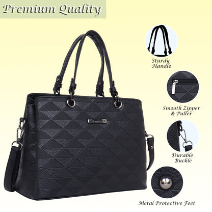 Womanix Tri- Compartment Handbag, Handbags for Women Large Capacity Tote Shoulder Bags for Ladies, double Handle Satchel Purse daily use, office (0101)