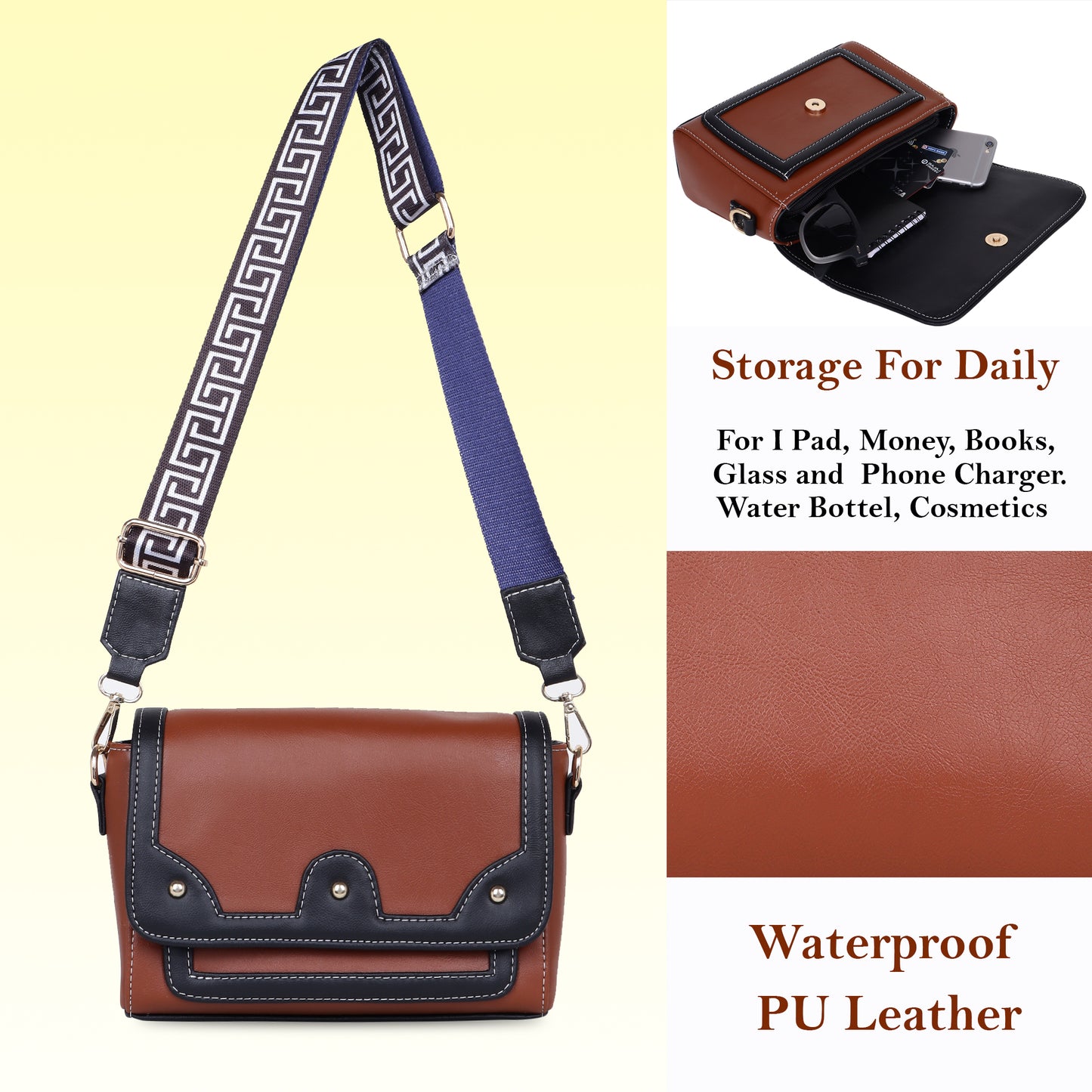 Womanix Faux-Leather Women's Sling Bag Casual Handbags Ladies Purse, Girls Cross Body Shoulder Bag (0108)