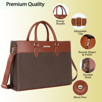 Womanix Canvas Laptop Tote Bags for Women, 15" inch tote for Women, Large Capacity Handbag for Office (93)