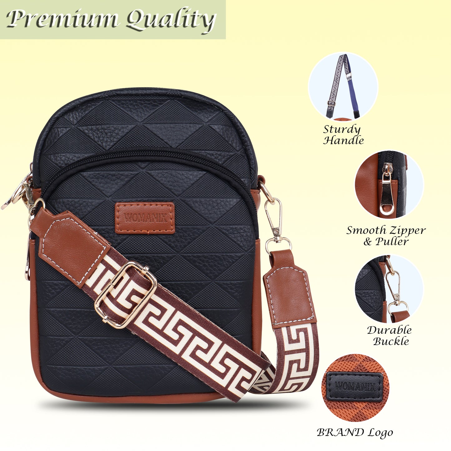 Womanix Small Crossbody Cell Phone Bag for Women, Mini Over Shoulder Handbag Purse Women’s Mobile Sling Bag with Holder Wallet. (0106)