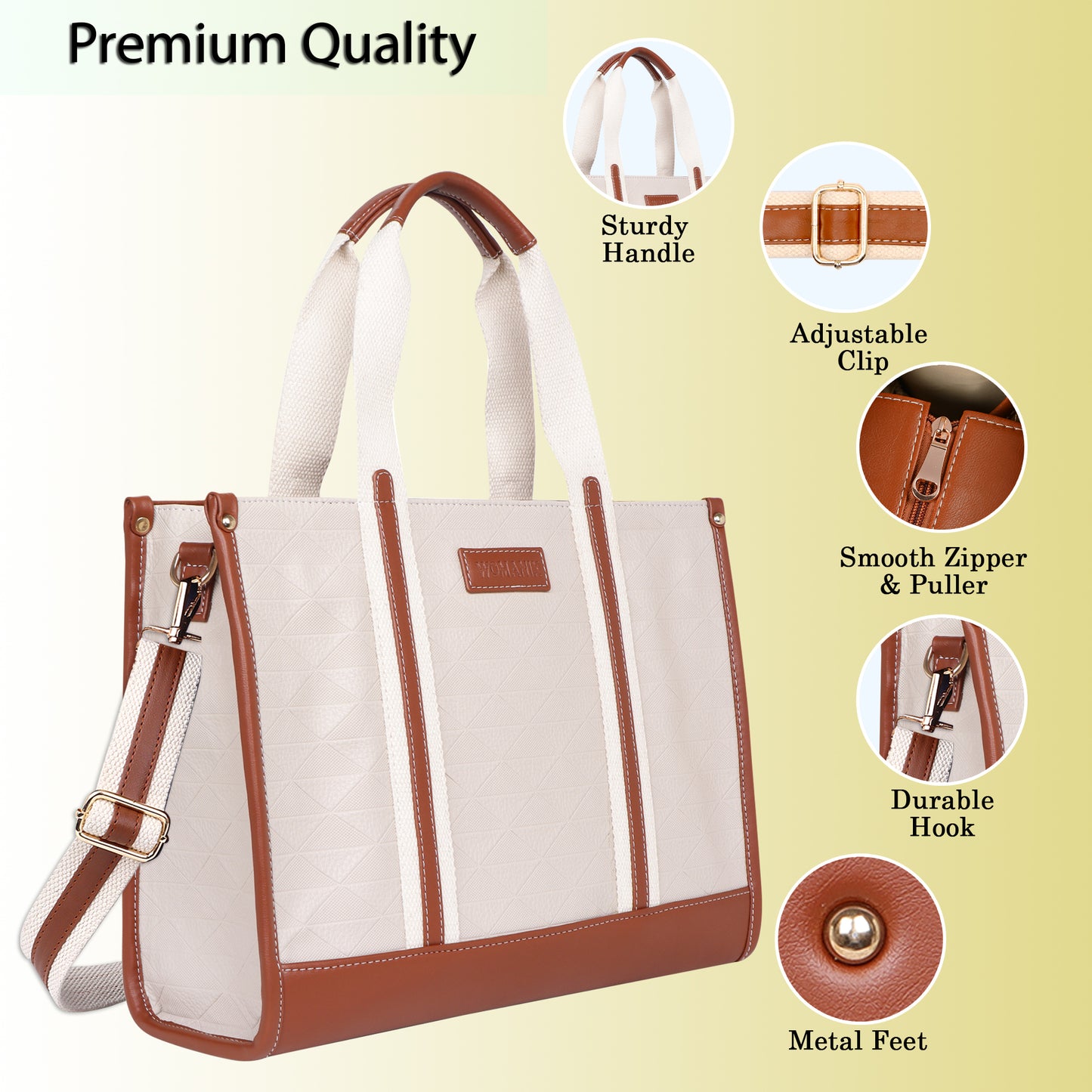 Womanix PU Laptop Tote Bags for Women, Work Bag,15 inch tote for Women, Large Capacity Handbag for Office, School, Travel, Teacher Purse, Marketing,daily use (0099)
