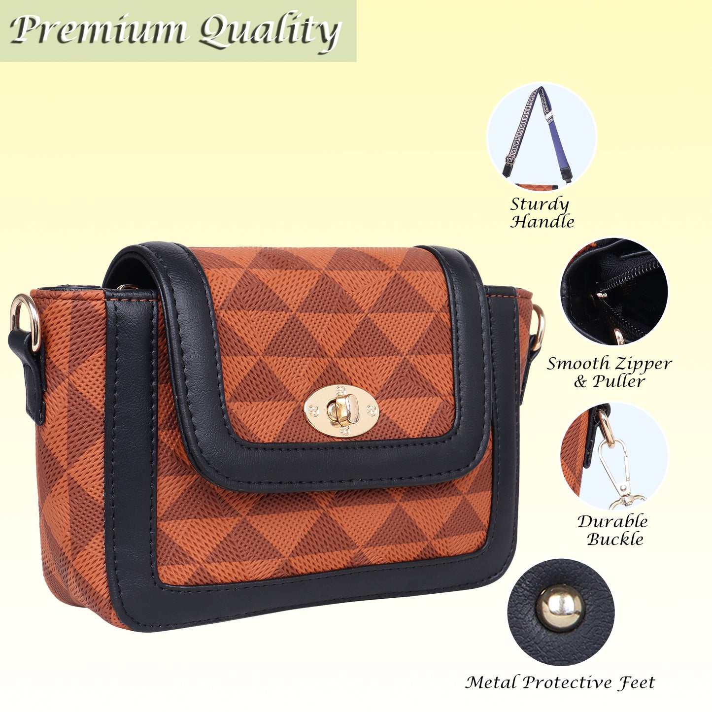 Womanix Women's Girls Cross Body Sling Bag Ladies Purse Handbags, Premium Leather Sling Bag Comfortable & Ideal for Everyday Use (0111)