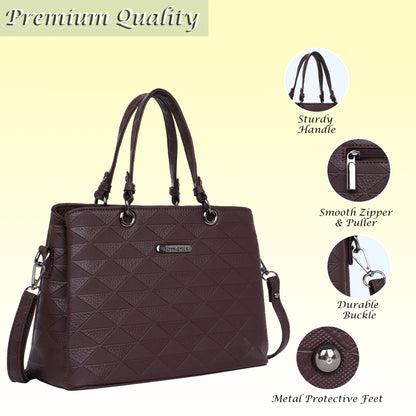 Womanix Tri- Compartment Handbag, Handbags for Women Large Capacity Tote Shoulder Bags for Ladies, double Handle Satchel Purse daily use, office (0101)