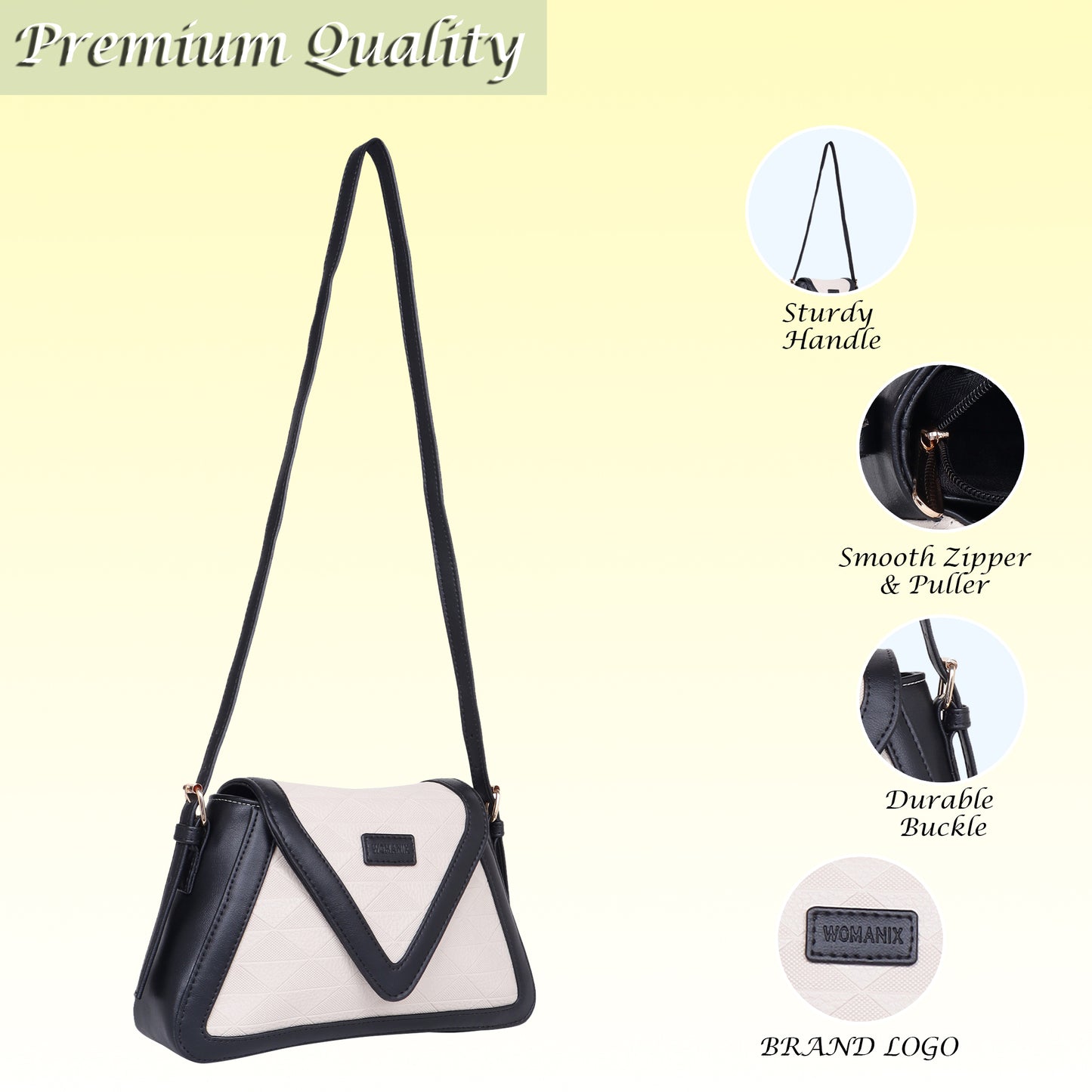 Womanix Premium Leather Triangle Shape Sling Bag for Women Bag Crossbody Strap Phone Wallet Shoulder Bag Ladies Purse (0110)