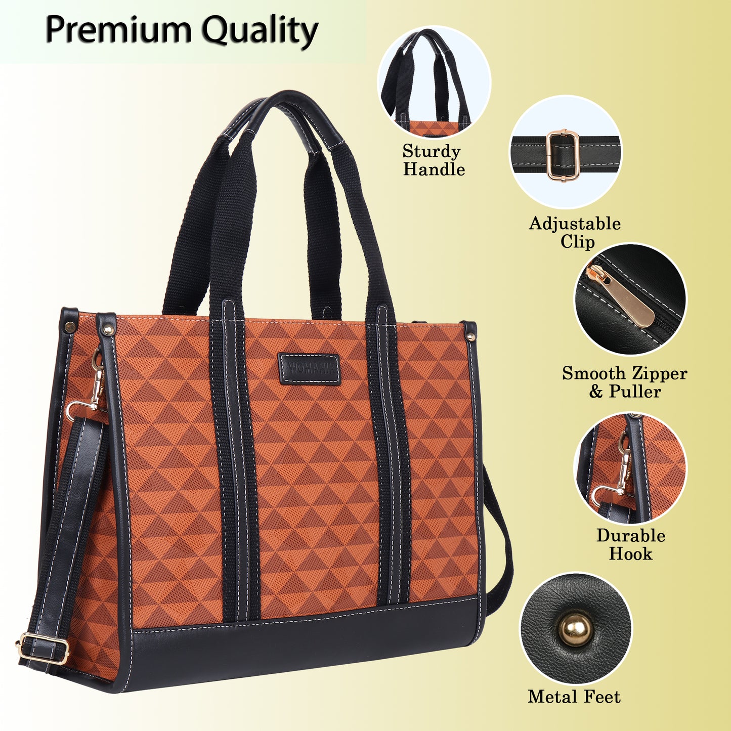 Womanix PU Laptop Tote Bags for Women, Work Bag,15 inch tote for Women, Large Capacity Handbag for Office, School, Travel, Teacher Purse, Marketing,daily use (0099)
