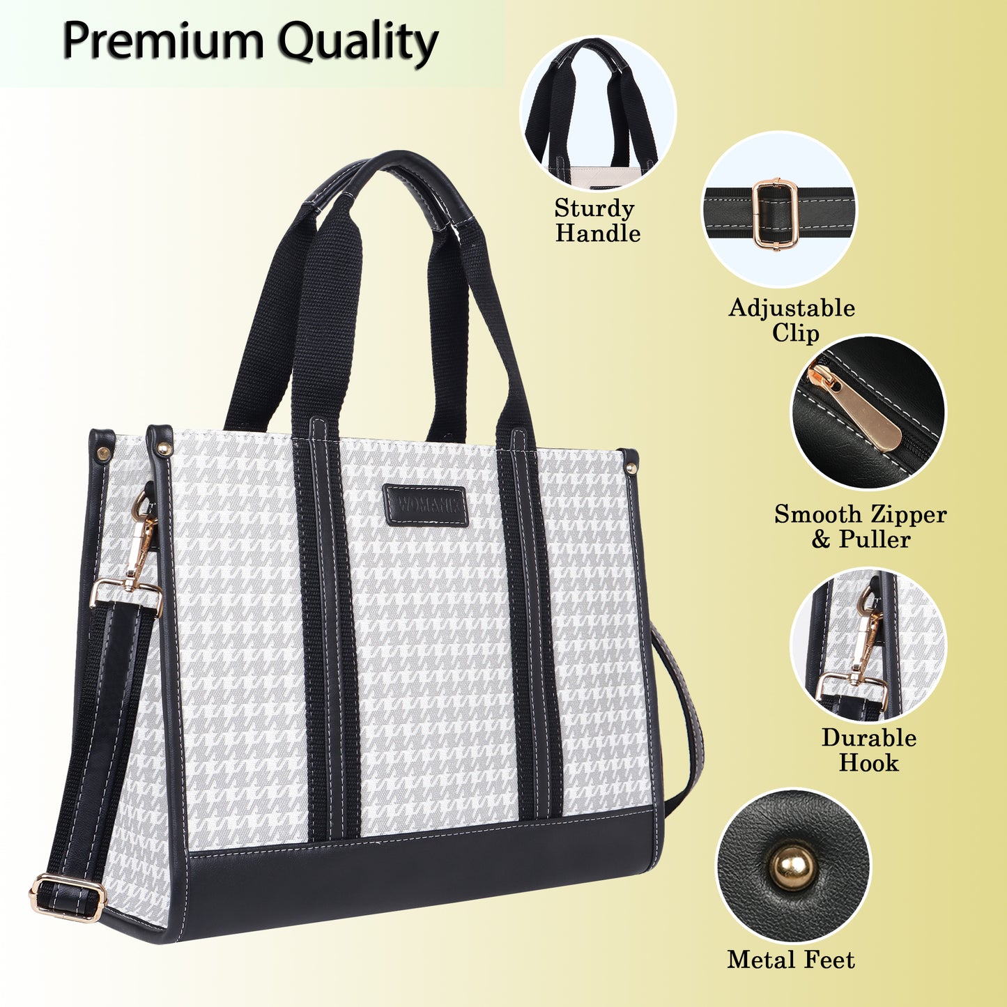 Womanix PU Laptop Tote Bags for Women, Work Bag,15 inch tote for Women, Large Capacity Handbag for Office, School, Travel, Teacher Purse, Marketing,daily use (0099)