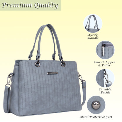 Womanix Tri- Compartment Handbag, Handbags for Women Large Capacity Tote Shoulder Bags for Ladies, double Handle Satchel Purse daily use, office (0101)