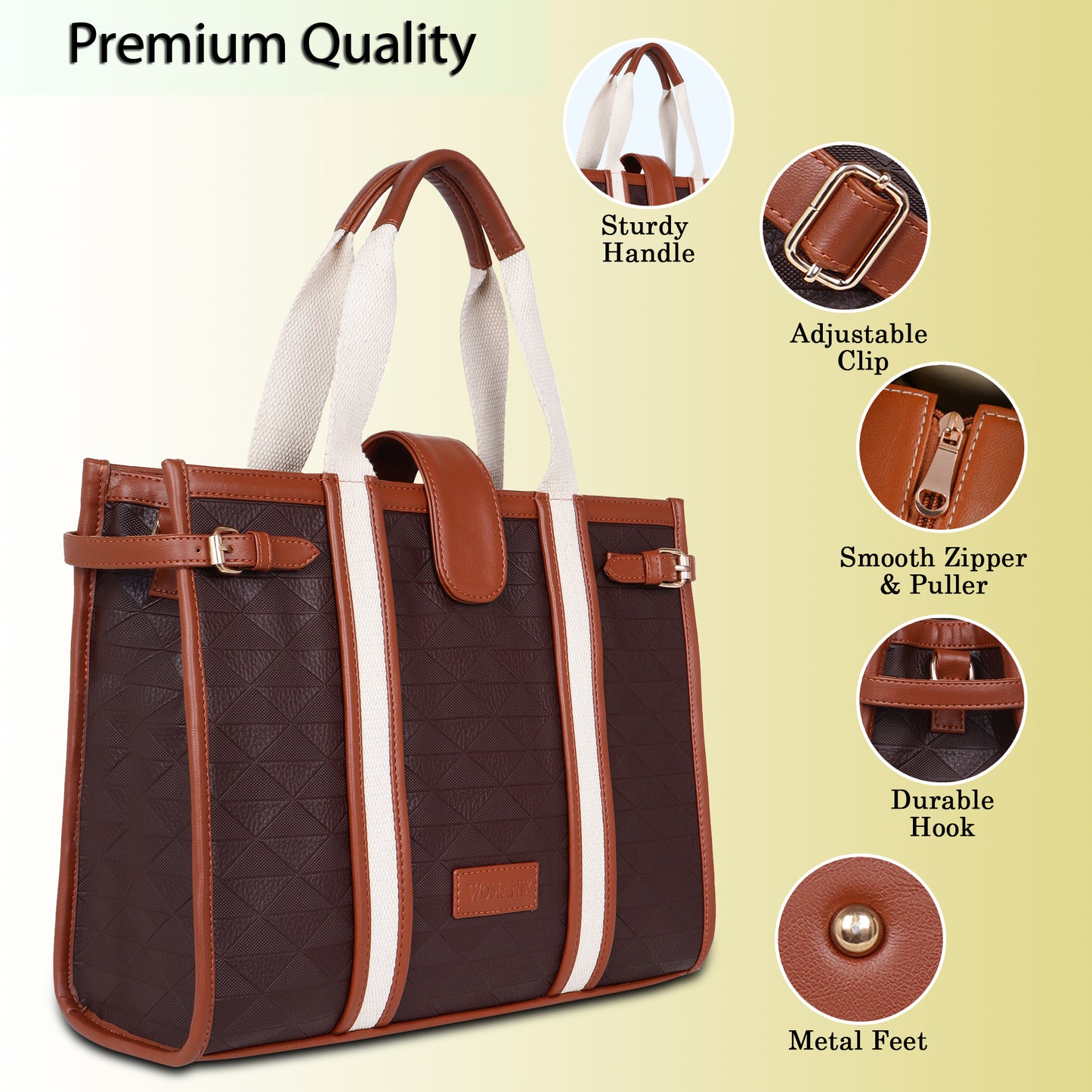 Womanix PU Laptop Tote Bags for Women, Work Bag, 15 inch tote for Women(90)
