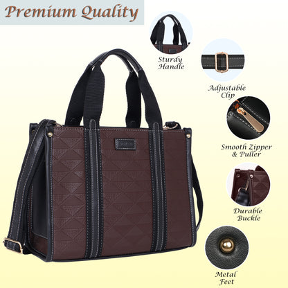 Womanix PU Laptop Tote Bags for Women with Front Pocket, Work Bag,15 inch tote for Women, Large Capacity Handbag for Office, School, Travel, Teacher Purse (Beige Tan) (0096)
