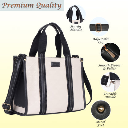 Womanix PU Laptop Tote Bags for Women with Front Pocket, Work Bag,15 inch tote for Women, Large Capacity Handbag for Office, School, Travel, Teacher Purse (Beige Tan) (0096)