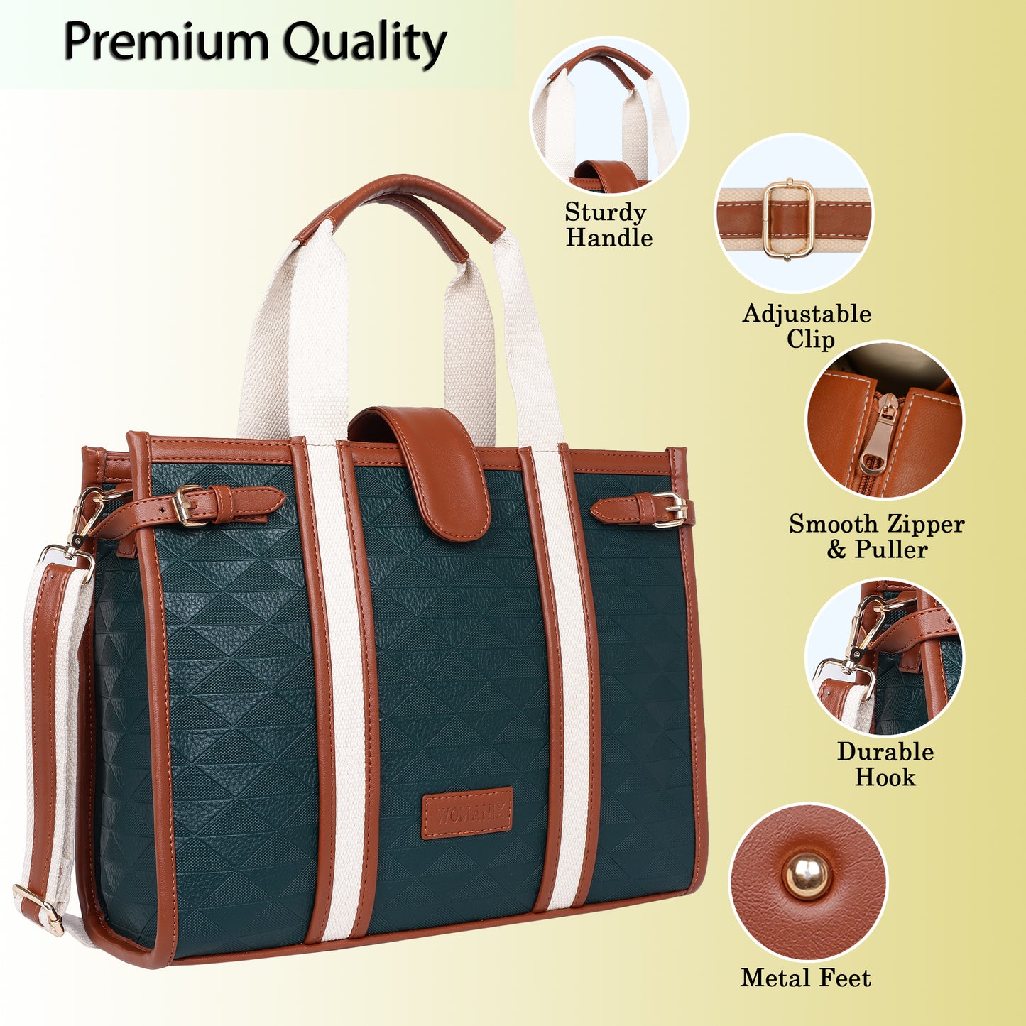 Womanix PU Laptop Tote Bags for Women, Work Bag, 15 inch tote for Women(90)