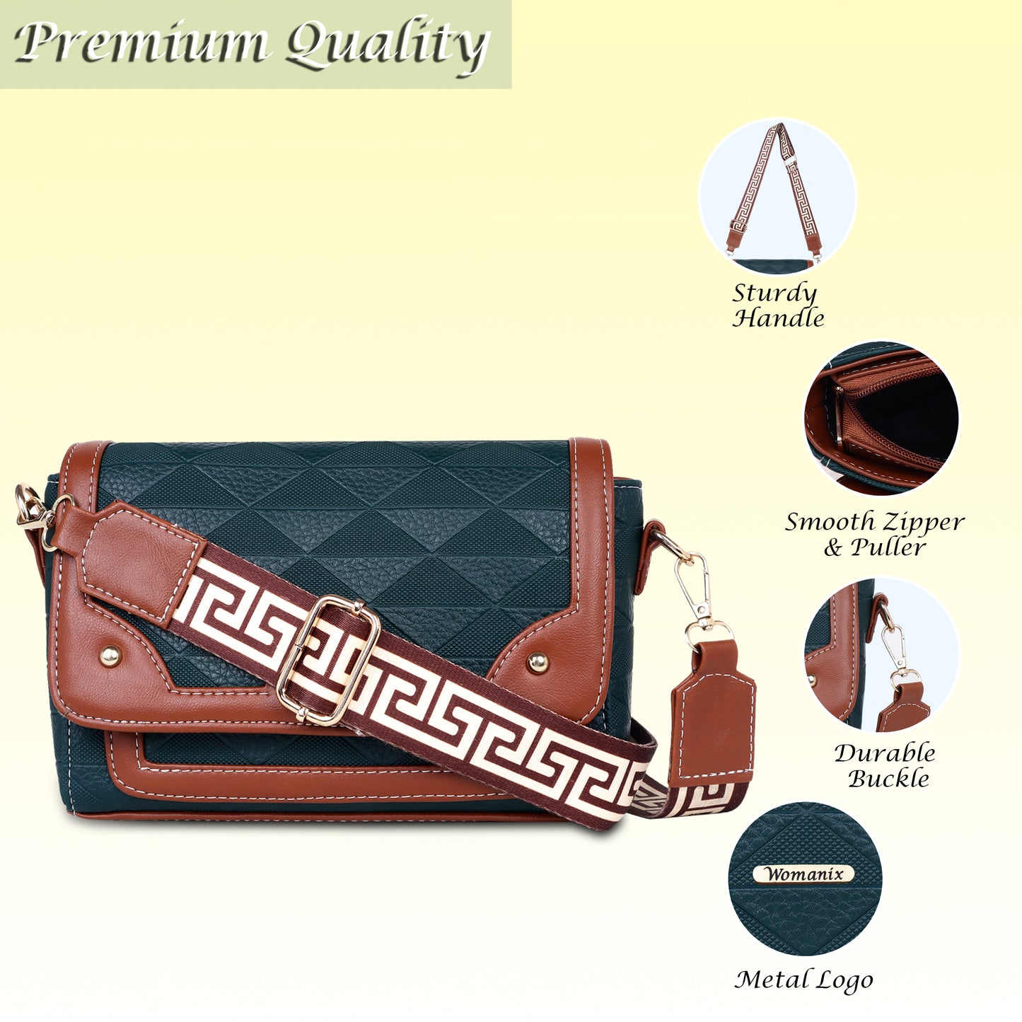 Womanix Crossbody Sling Bag Lightweight & Spacious with Adjustable Strap Stylish & Ideal for Travel & Work Premium Ladies Purse Mobile Phone Wallet Shoulder Bag (107)