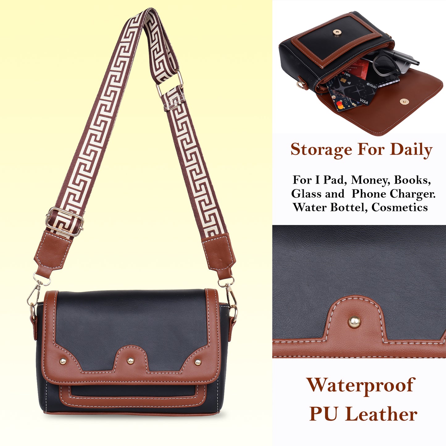 Womanix Faux-Leather Women's Sling Bag Casual Handbags Ladies Purse, Girls Cross Body Shoulder Bag (0108)