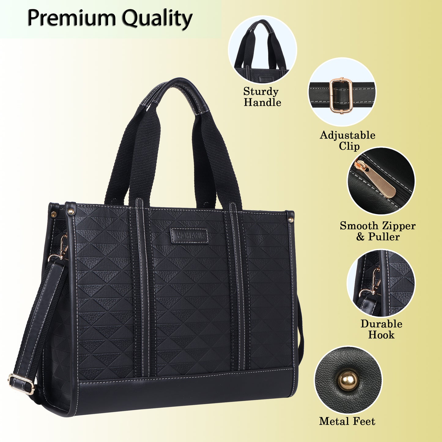 Womanix PU Laptop Tote Bags for Women, Work Bag,15 inch tote for Women, Large Capacity Handbag for Office, School, Travel, Teacher Purse, Marketing,daily use (0099)