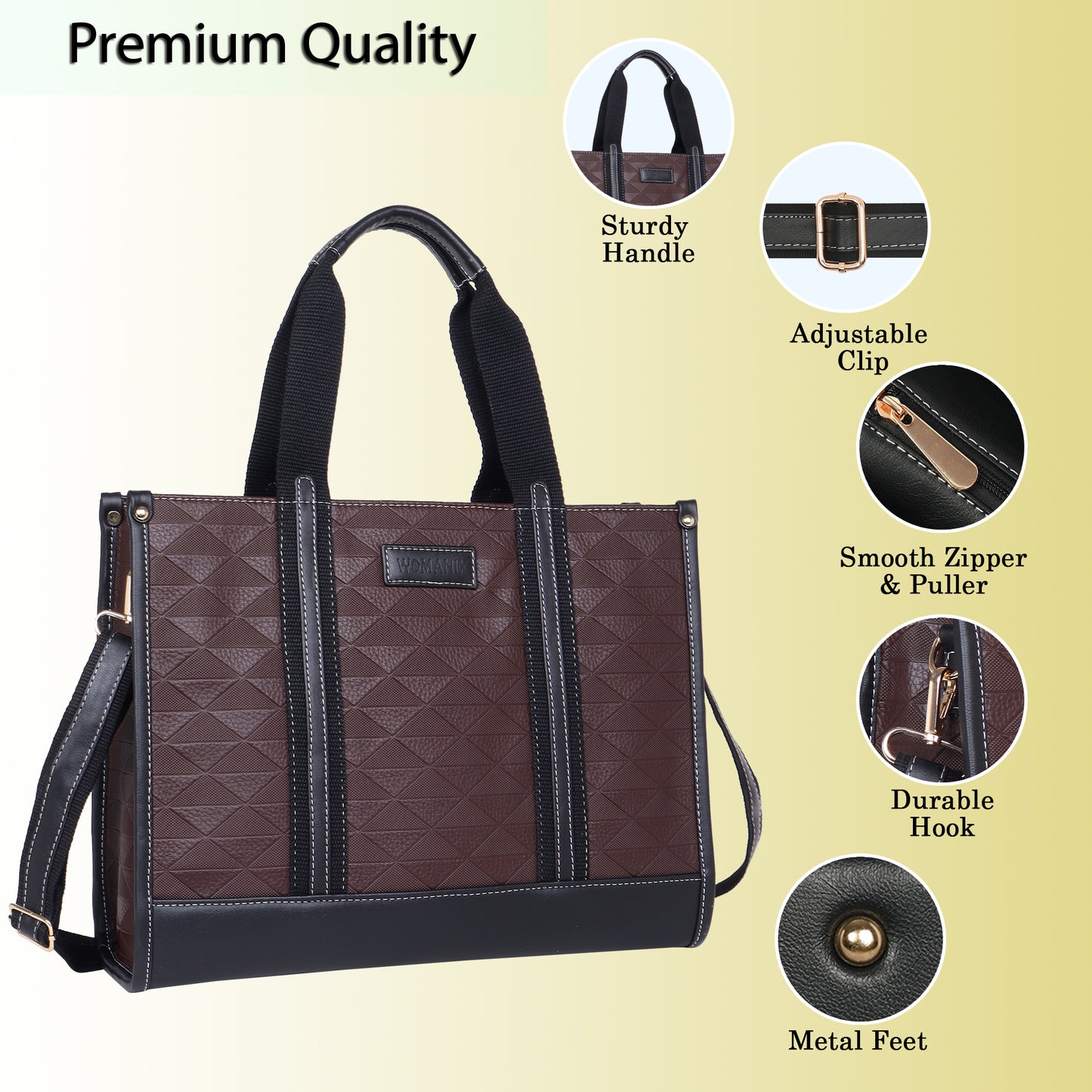 Womanix PU Laptop Tote Bags for Women, Work Bag,15 inch tote for Women, Large Capacity Handbag for Office, School, Travel, Teacher Purse, Marketing,daily use (0099)