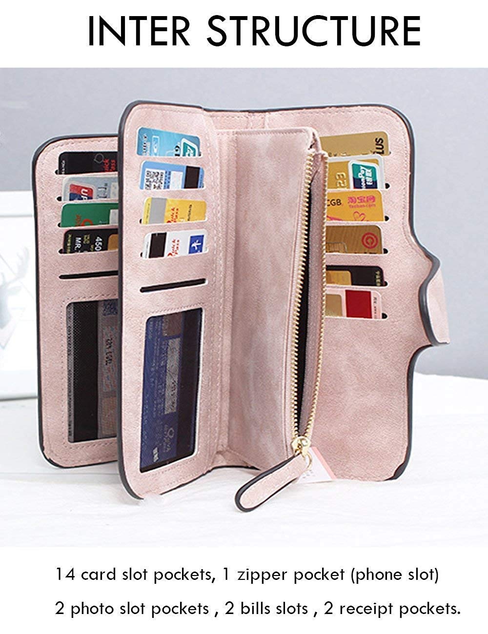 Womanix Women's Tri-fold Fashion Card Coin Holder Ladies Long Purse Clutch Wallet