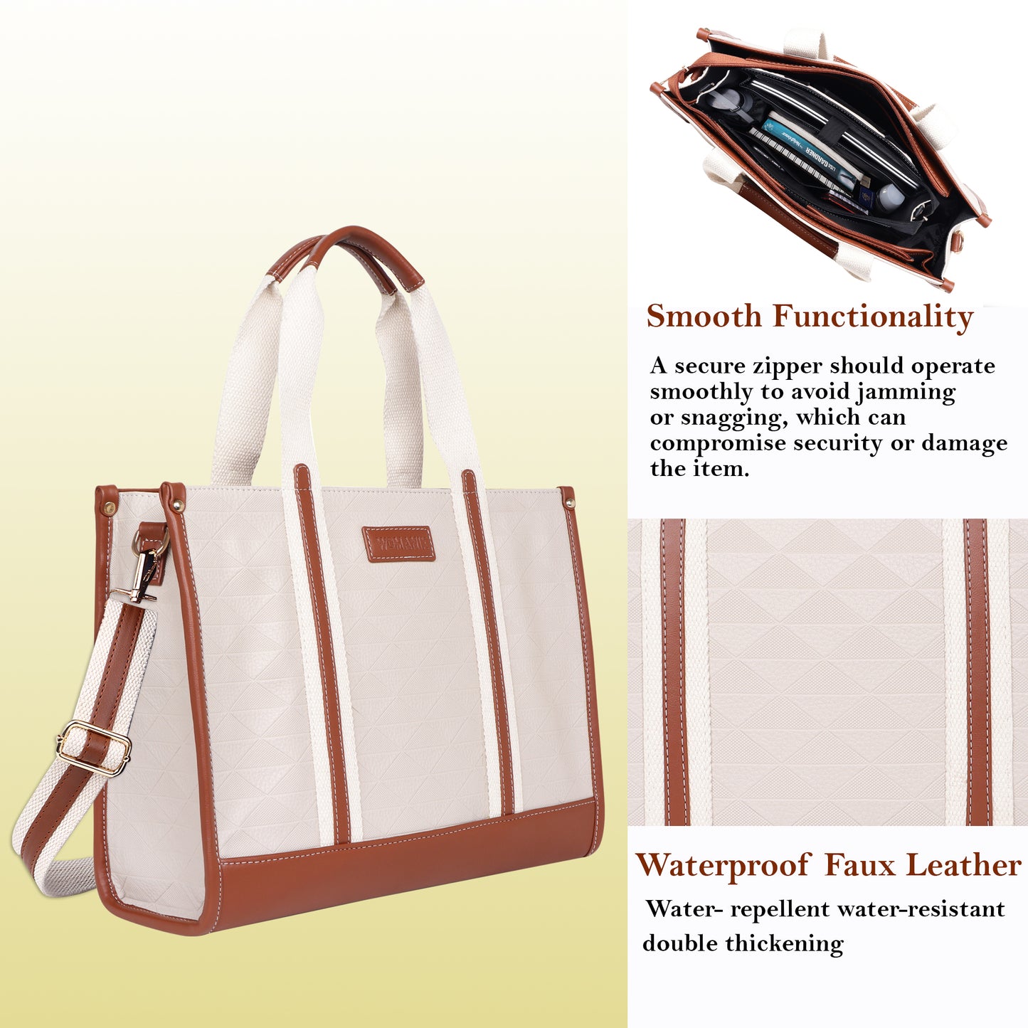 Womanix PU Laptop Tote Bags for Women, Work Bag,15 inch tote for Women, Large Capacity Handbag for Office, School, Travel, Teacher Purse, Marketing,daily use (0099)