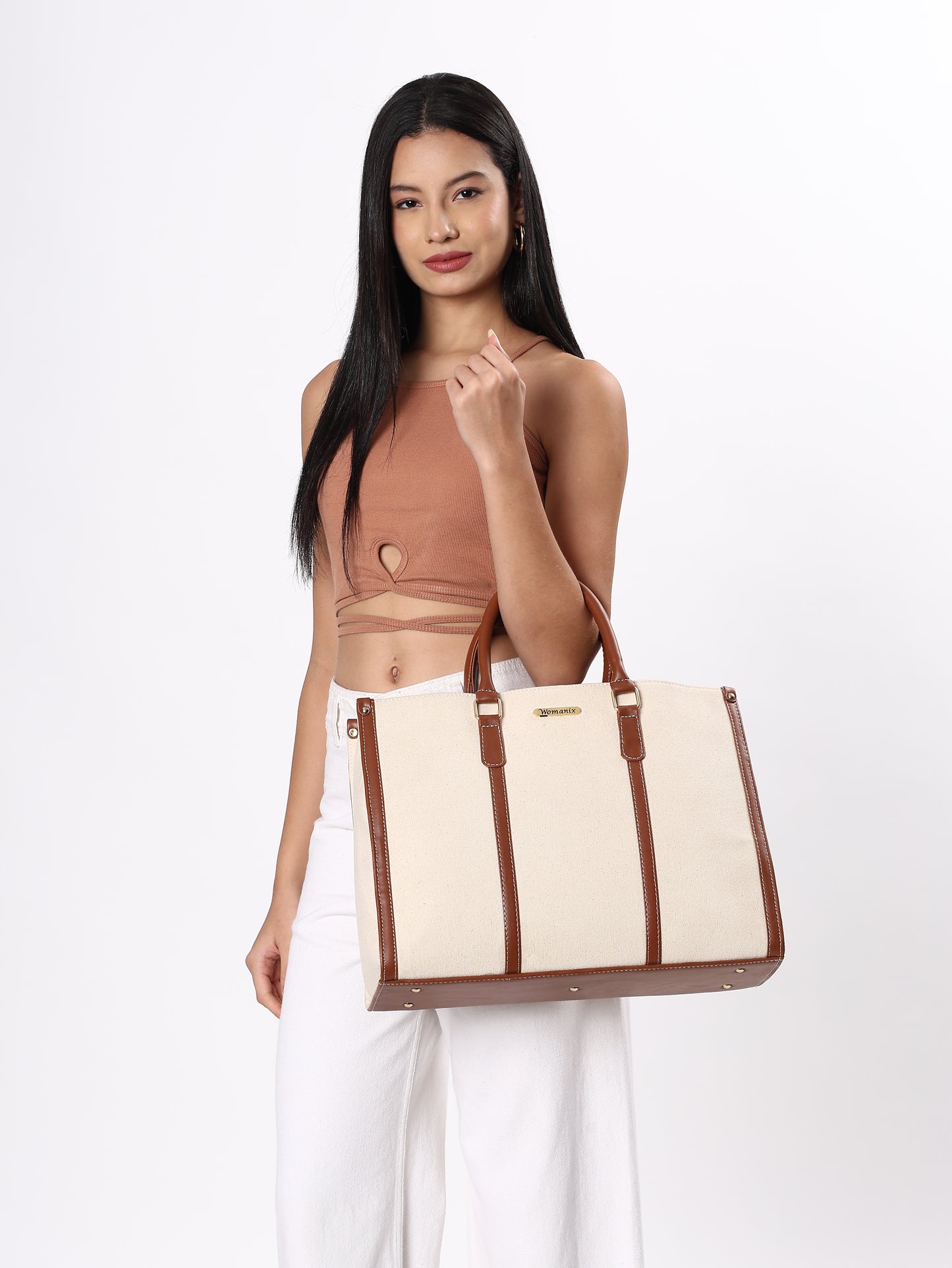 Womanix Canvas Tote Bag for Women | Fits Upto 14" Laptop Bag | Ladies Purse Handbags(92)