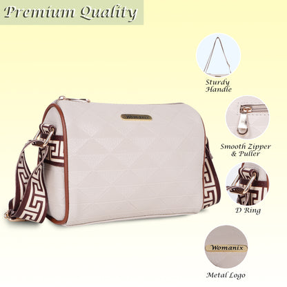 Womanix Trendy Sling Bag with Adjustable Straps | Faux-Leather Women's Handbags | Sling for Casual Carry Ladies Purse, Girls Cross Body Bag (0109)