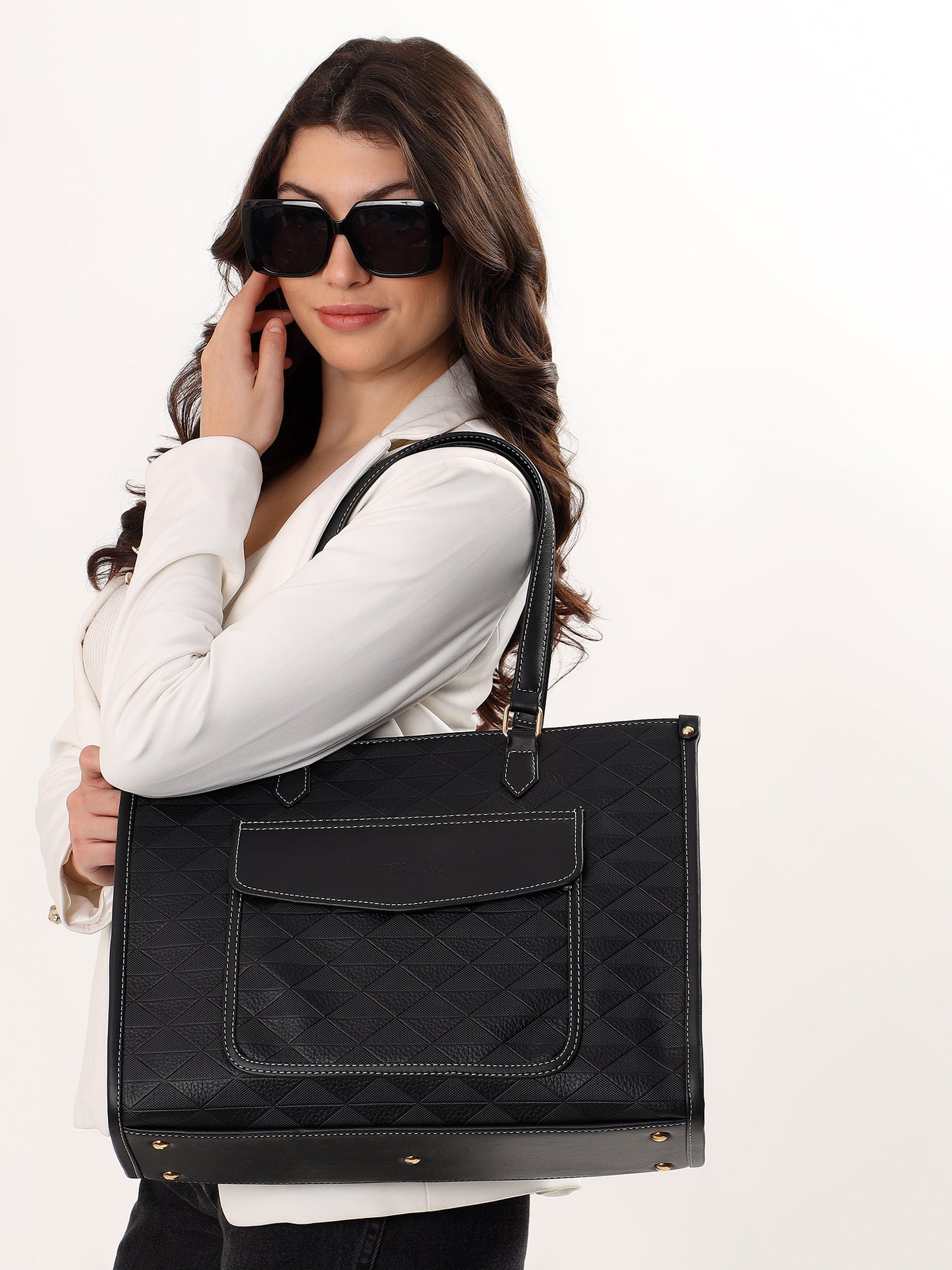 Womanix PU Laptop Tote Bags for Women with Front Pocket, Work Bag,15 inch tote for Women, Large Capacity Handbag for Office, School, Travel, Teacher Purse (0091)
