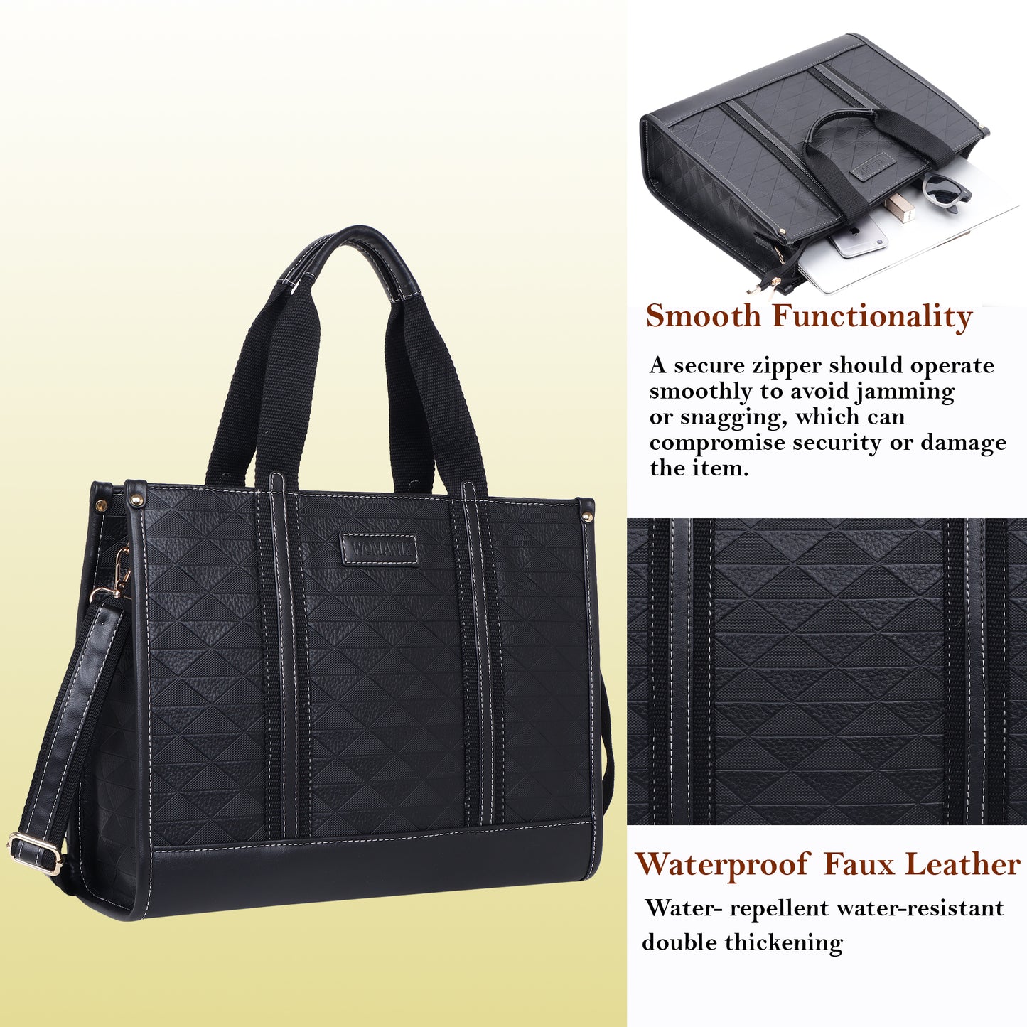 Womanix PU Laptop Tote Bags for Women, Work Bag,15 inch tote for Women, Large Capacity Handbag for Office, School, Travel, Teacher Purse, Marketing,daily use (0099)