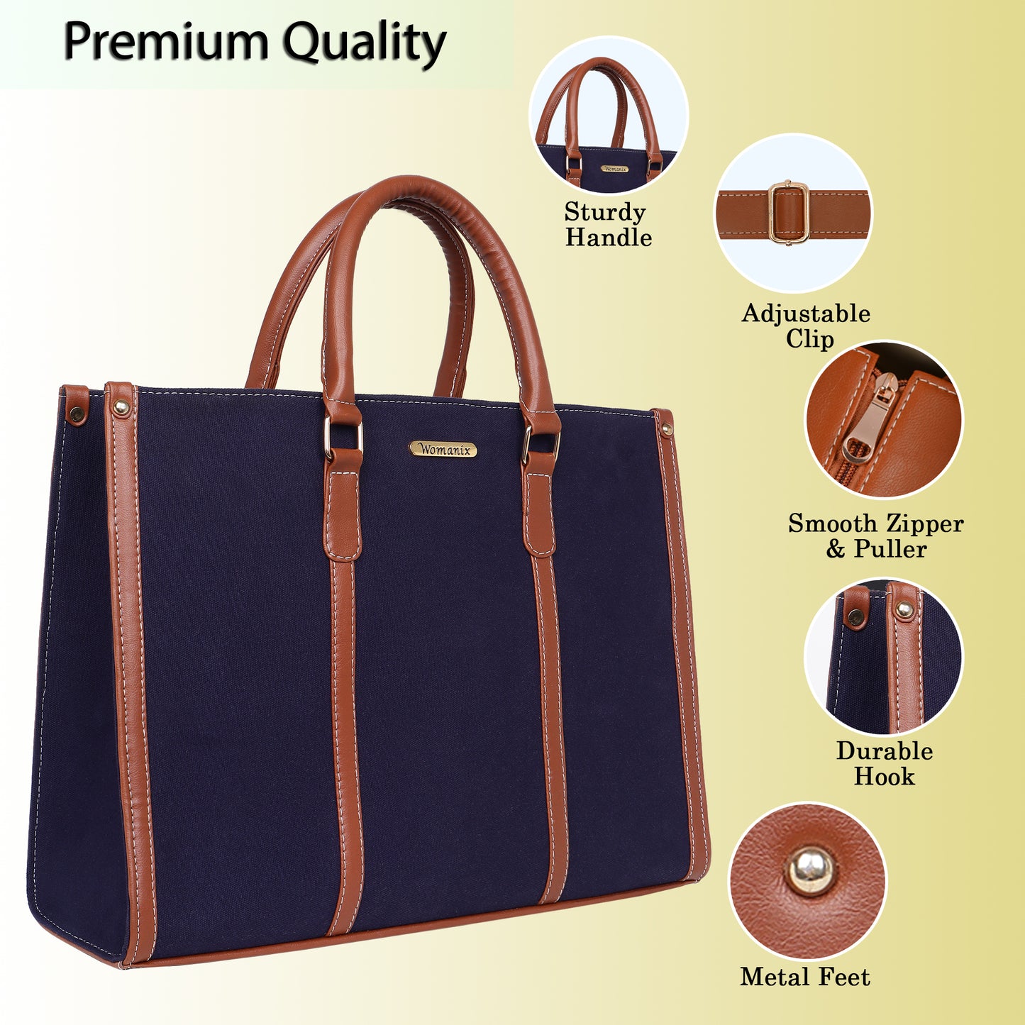 Womanix Canvas Tote Bag for Women | Fits Upto 14" Laptop Bag | Ladies Purse Handbags(92)