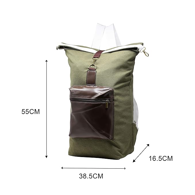 Womanix Unisex Canvas & PU Leather Backpack